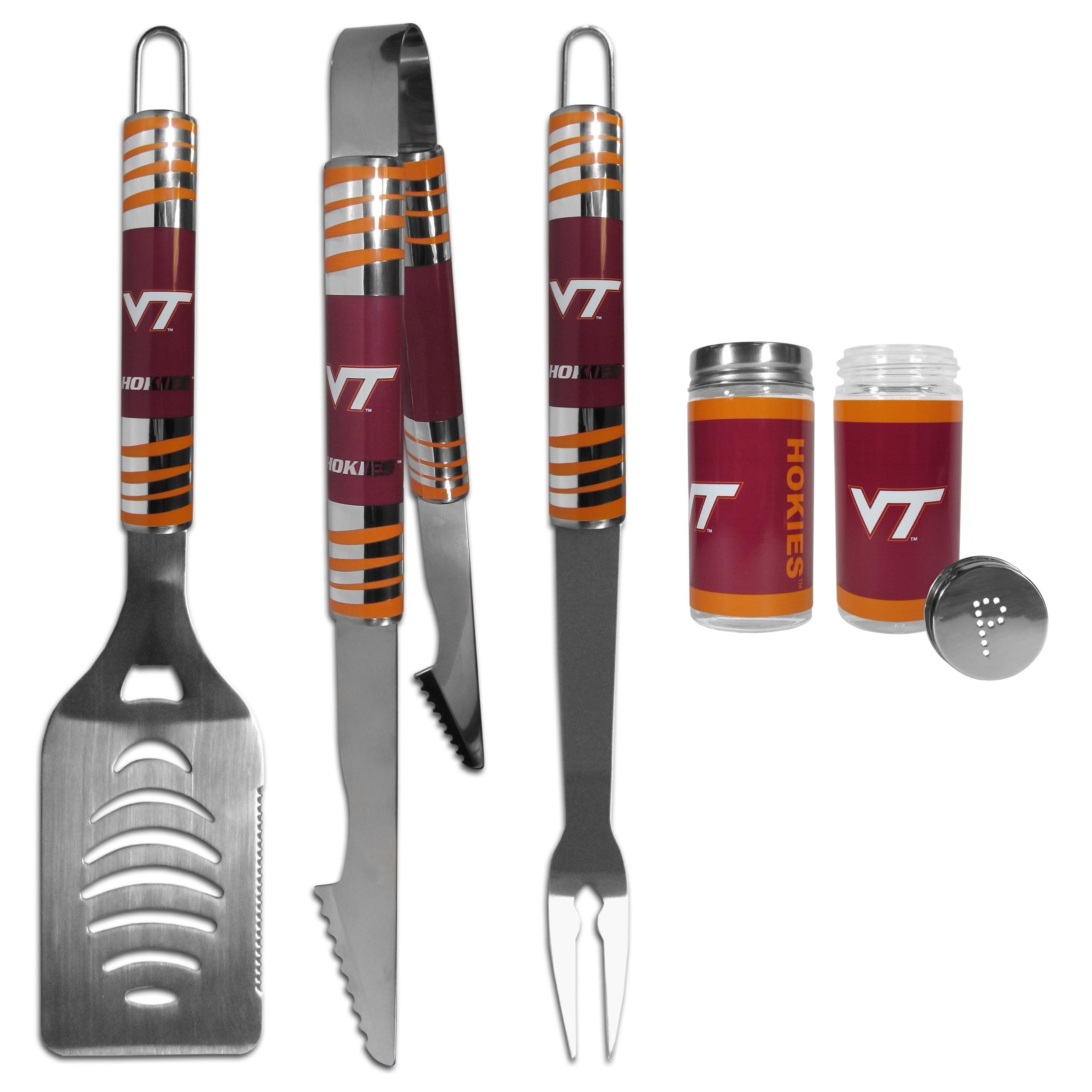 Virginia Tech Hokies 3 pc Tailgater BBQ Set and Salt and Pepper Shaker Set - Flyclothing LLC