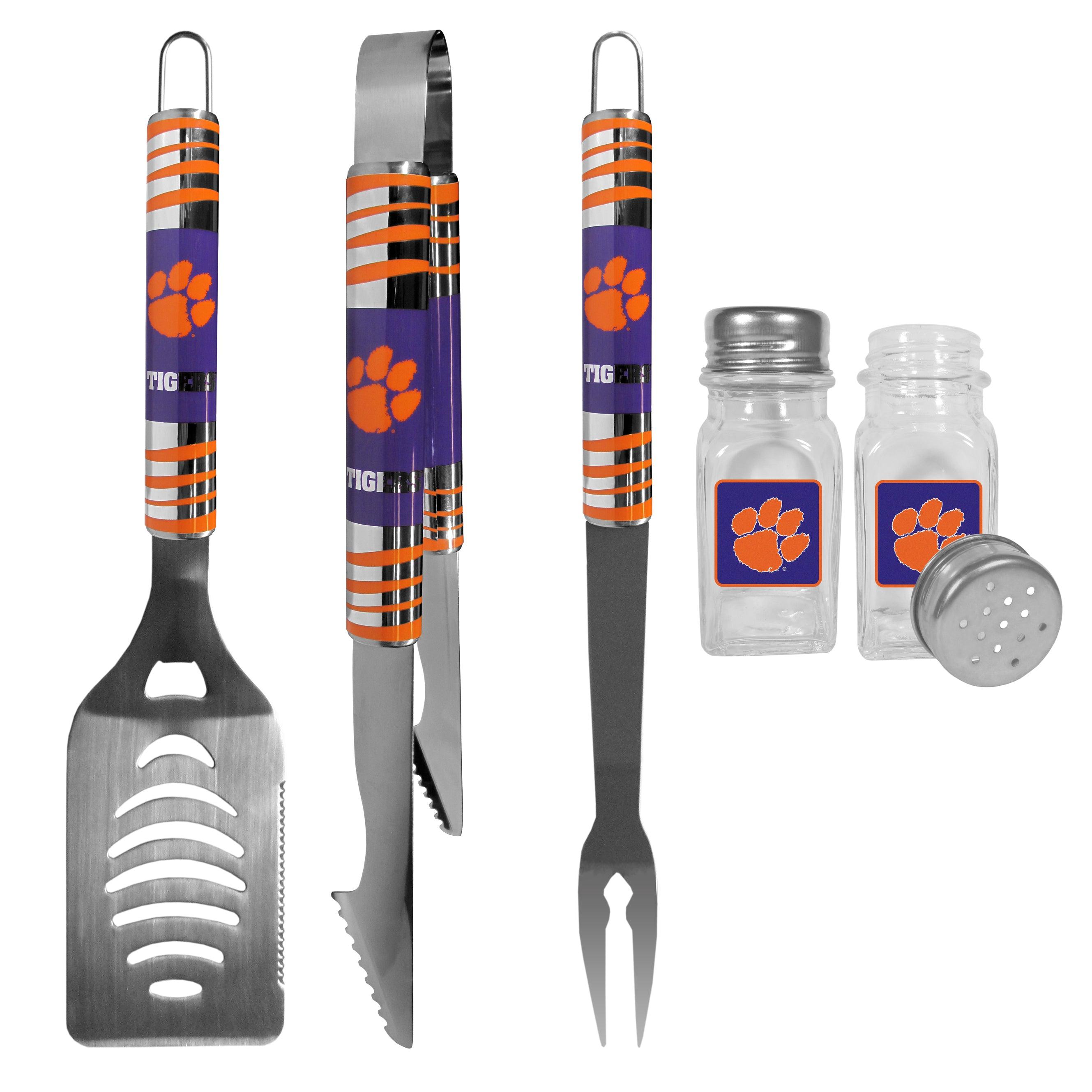 Clemson Tigers 3 pc Tailgater BBQ Set and Salt and Pepper Shakers - Flyclothing LLC