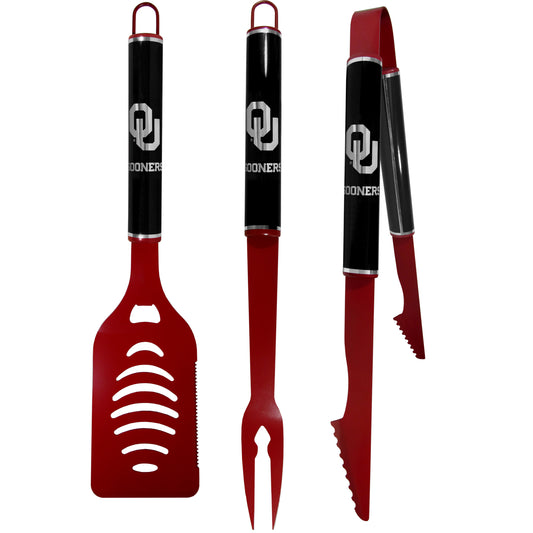 Oklahoma Sooners 3 pc Color and Black BBQ Set