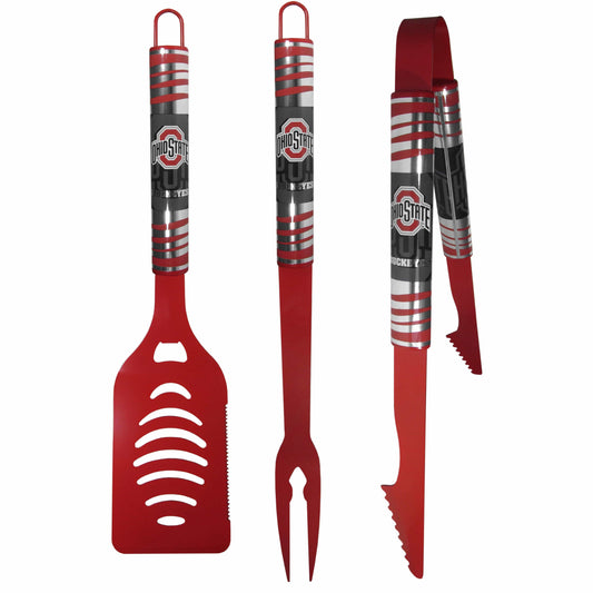 Ohio St. Buckeyes 3 pc Color BBQ Tool Set - Siskiyou Buckle