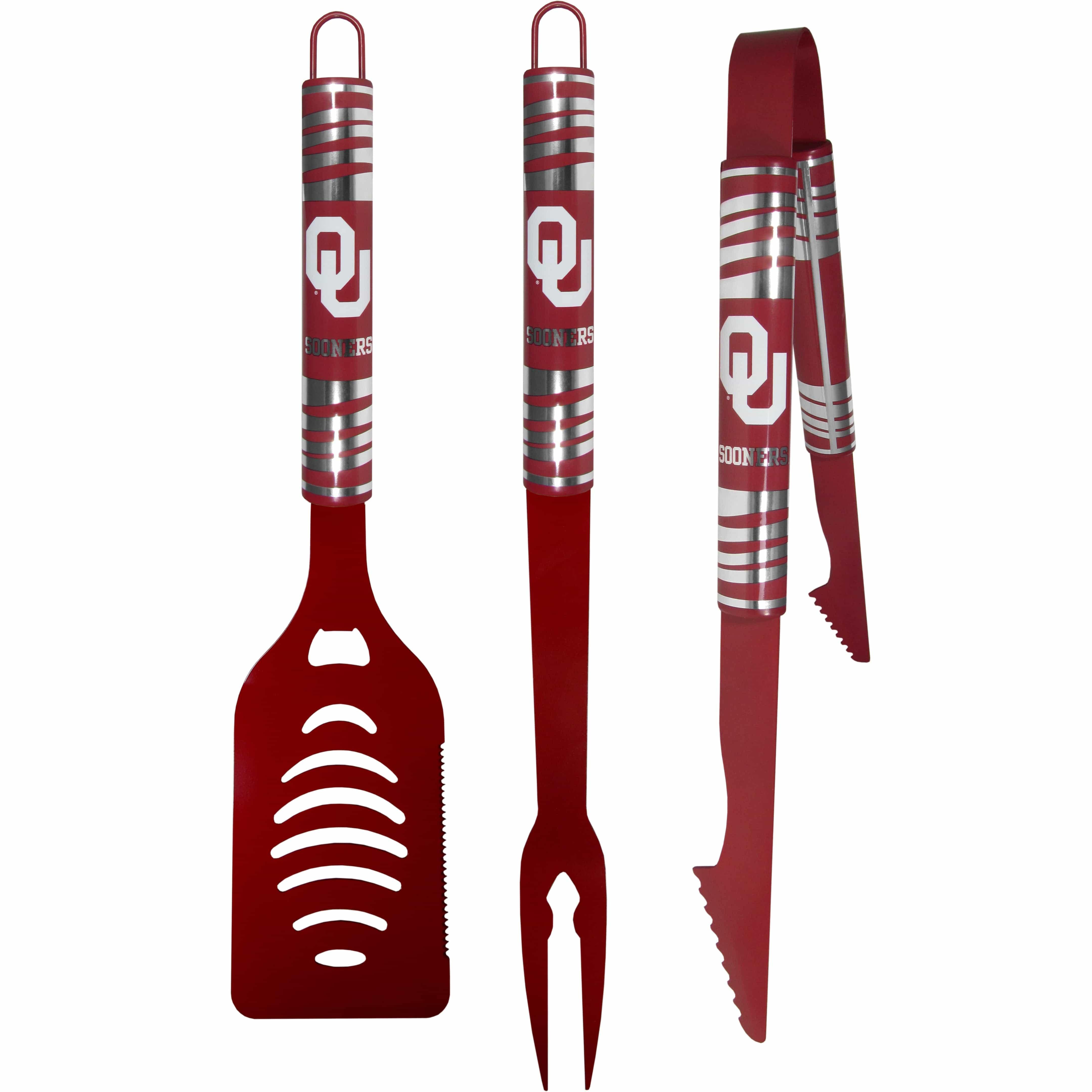 Oklahoma Sooners 3 pc Color BBQ Tool Set