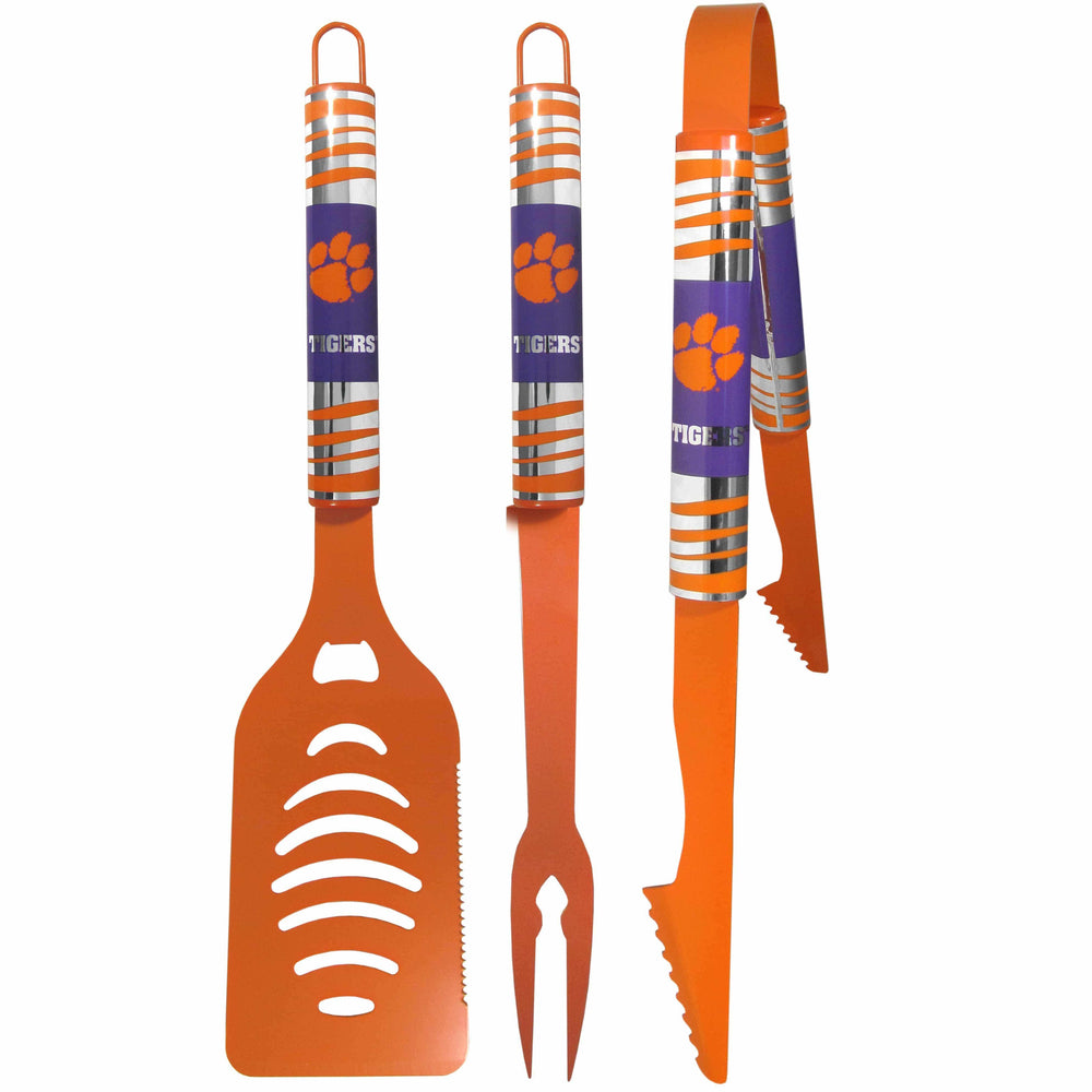 Clemson Tigers 3 pc Color BBQ Tool Set - Siskiyou Buckle - Flyclothing LLC