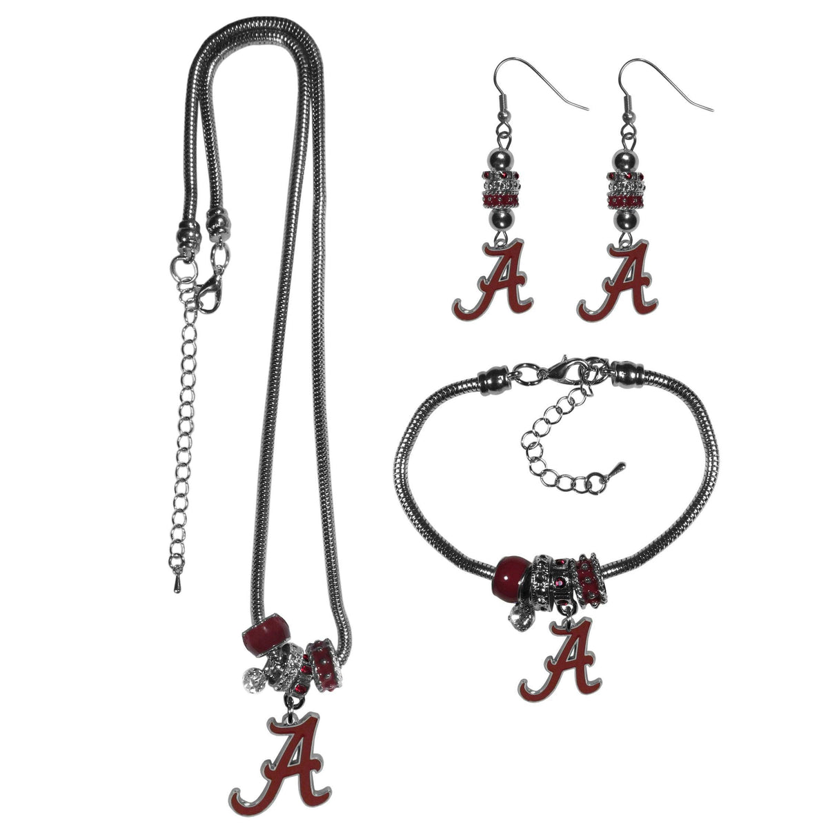 Alabama Crimson Tide Euro Bead Jewelry 3 piece Set - Flyclothing LLC