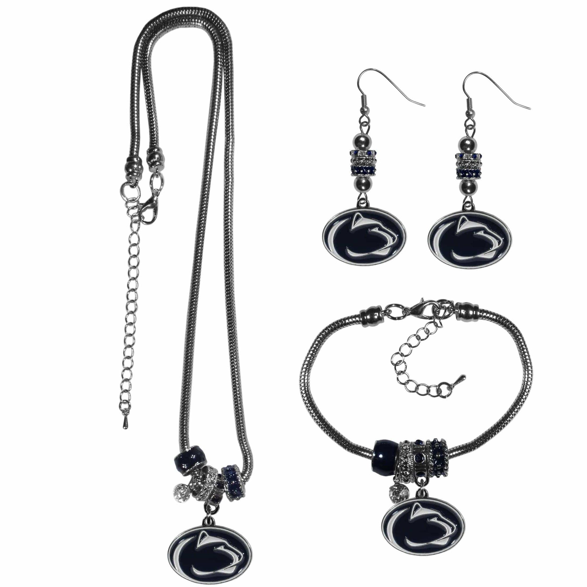 Penn St. Nittany Lions Euro Bead Jewelry 3 piece Set - Siskiyou Buckle - Flyclothing LLC