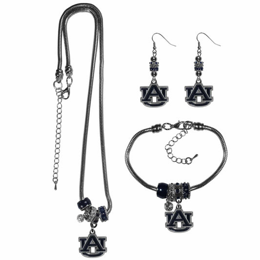 Auburn Tigers Euro Bead Jewelry 3 piece Set - Siskiyou Buckle