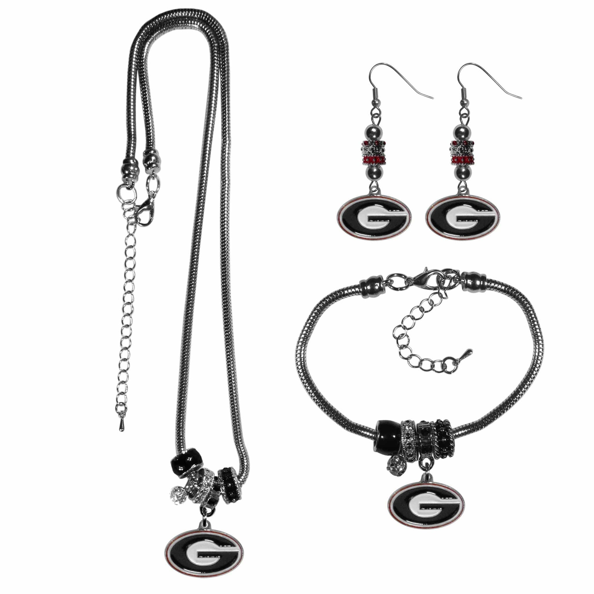 Georgia Bulldogs Euro Bead Jewelry 3 piece Set - Siskiyou Buckle - Flyclothing LLC