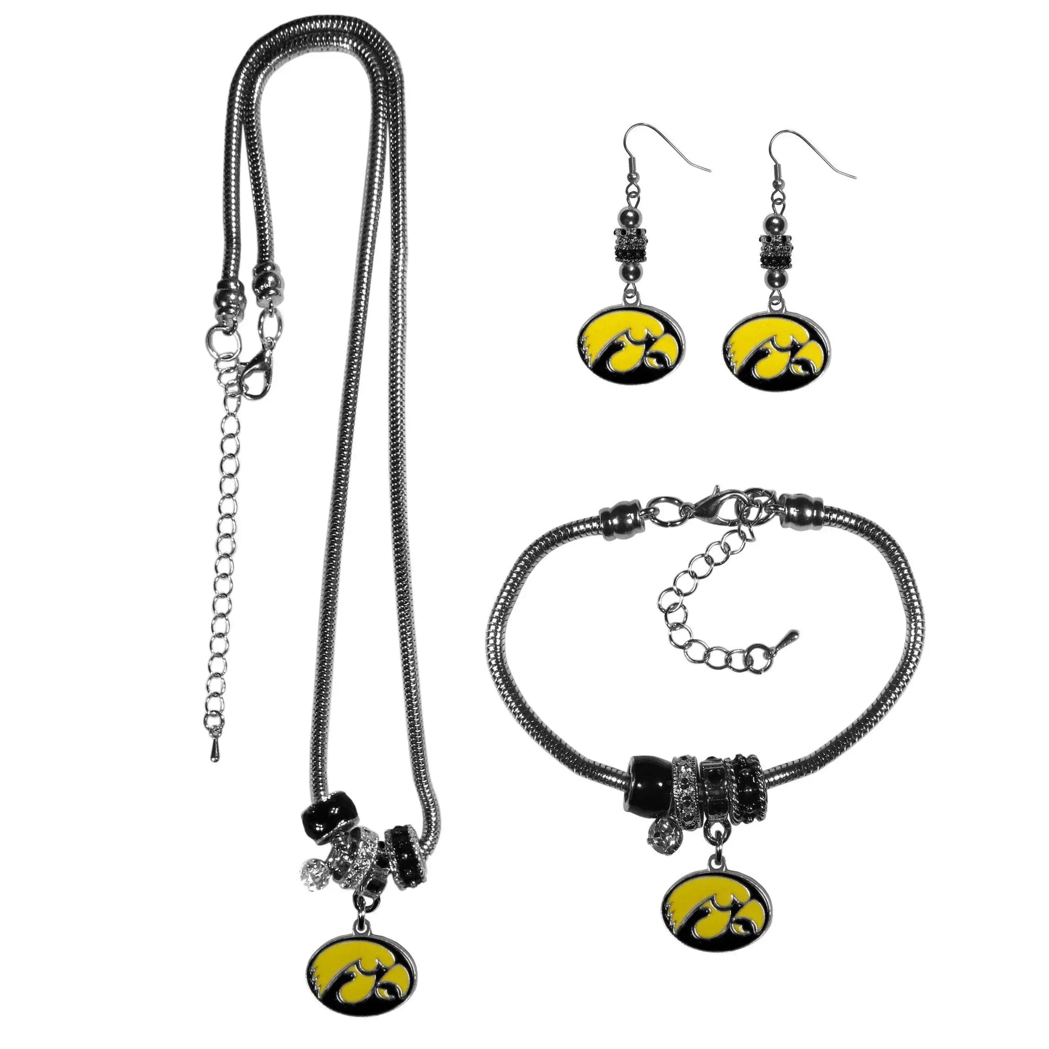 Iowa Hawkeyes Euro Bead Jewelry 3 piece Set - Siskiyou Buckle - Flyclothing LLC