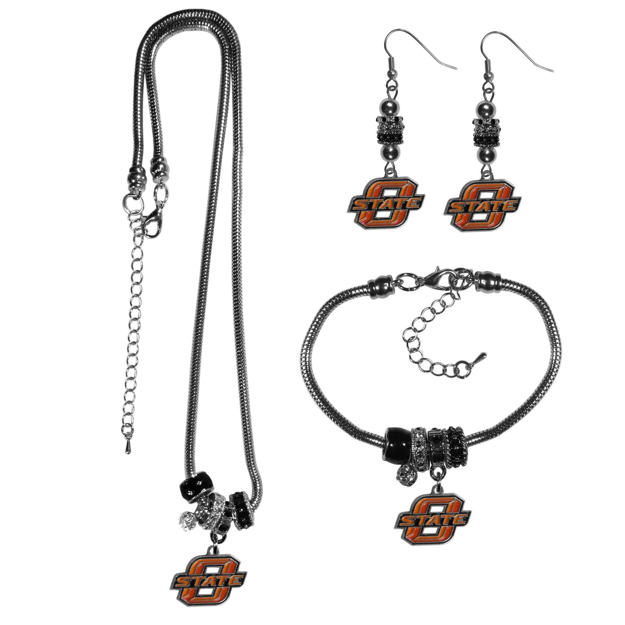 Oklahoma St. Cowboys Euro Bead Jewelry 3 piece Set - Siskiyou Buckle - Flyclothing LLC