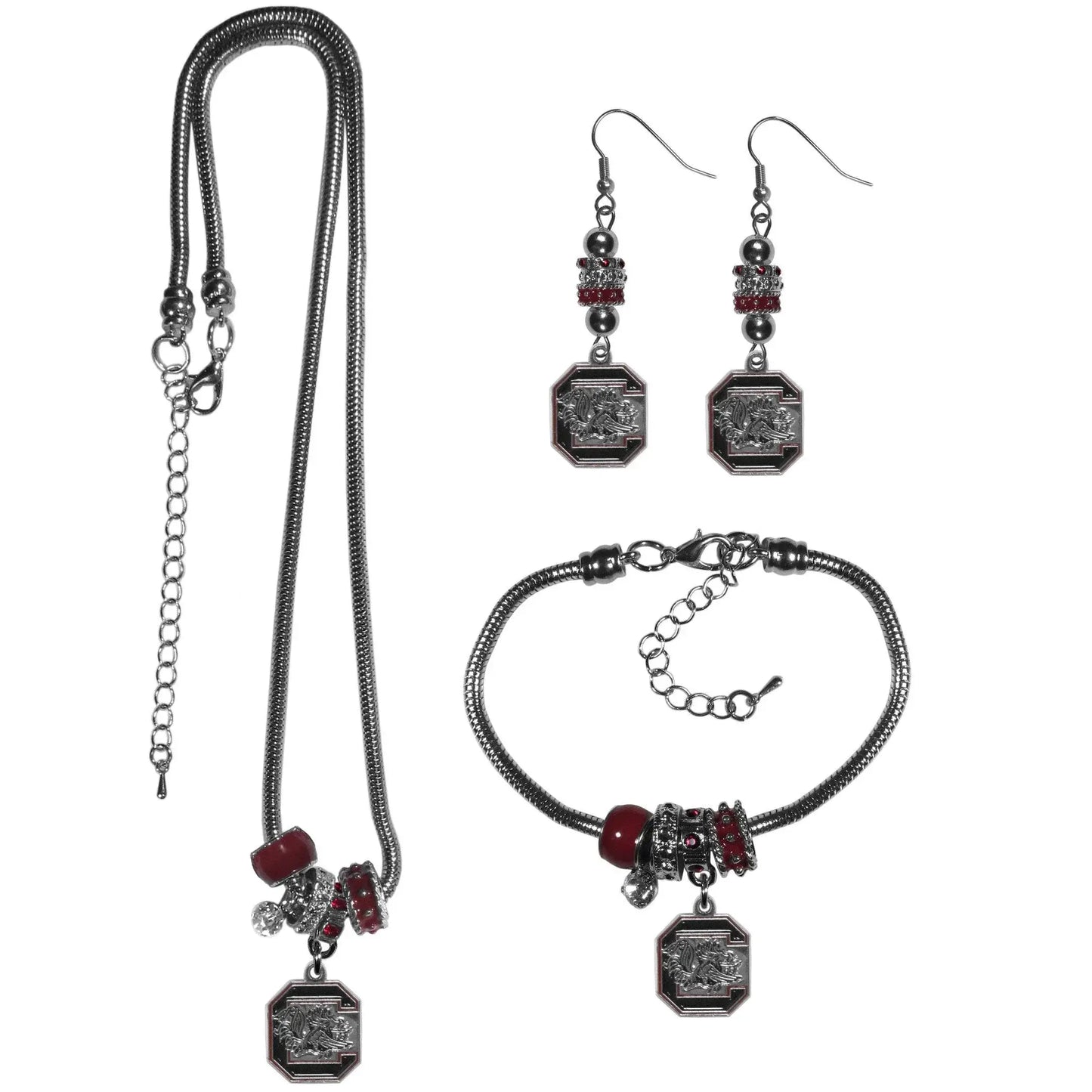 S. Carolina Gamecocks Euro Bead Jewelry 3 piece Set - Siskiyou Buckle - Flyclothing LLC