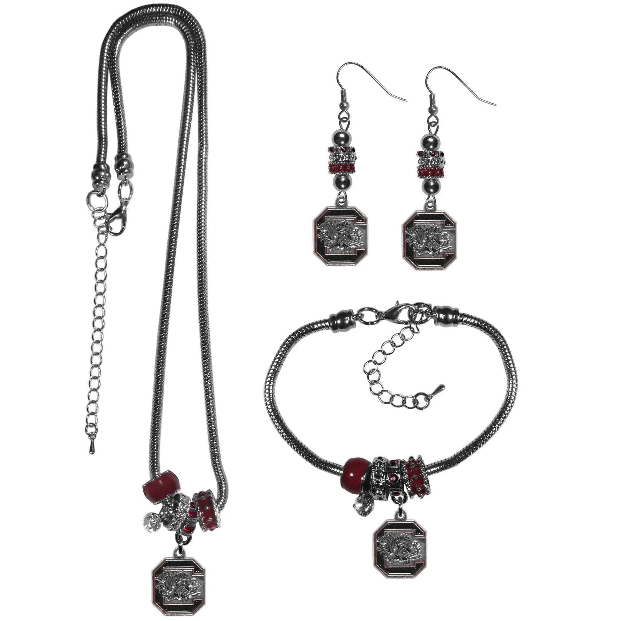 S. Carolina Gamecocks Euro Bead Jewelry 3 piece Set - Siskiyou Buckle - Flyclothing LLC