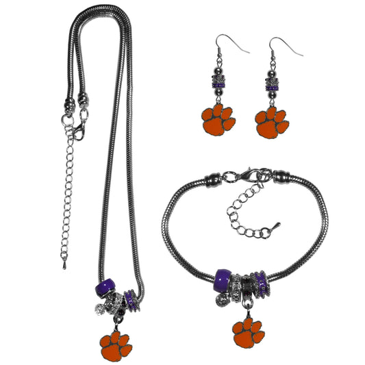 Clemson Tigers Euro Bead Jewelry 3 piece Set - Flyclothing LLC