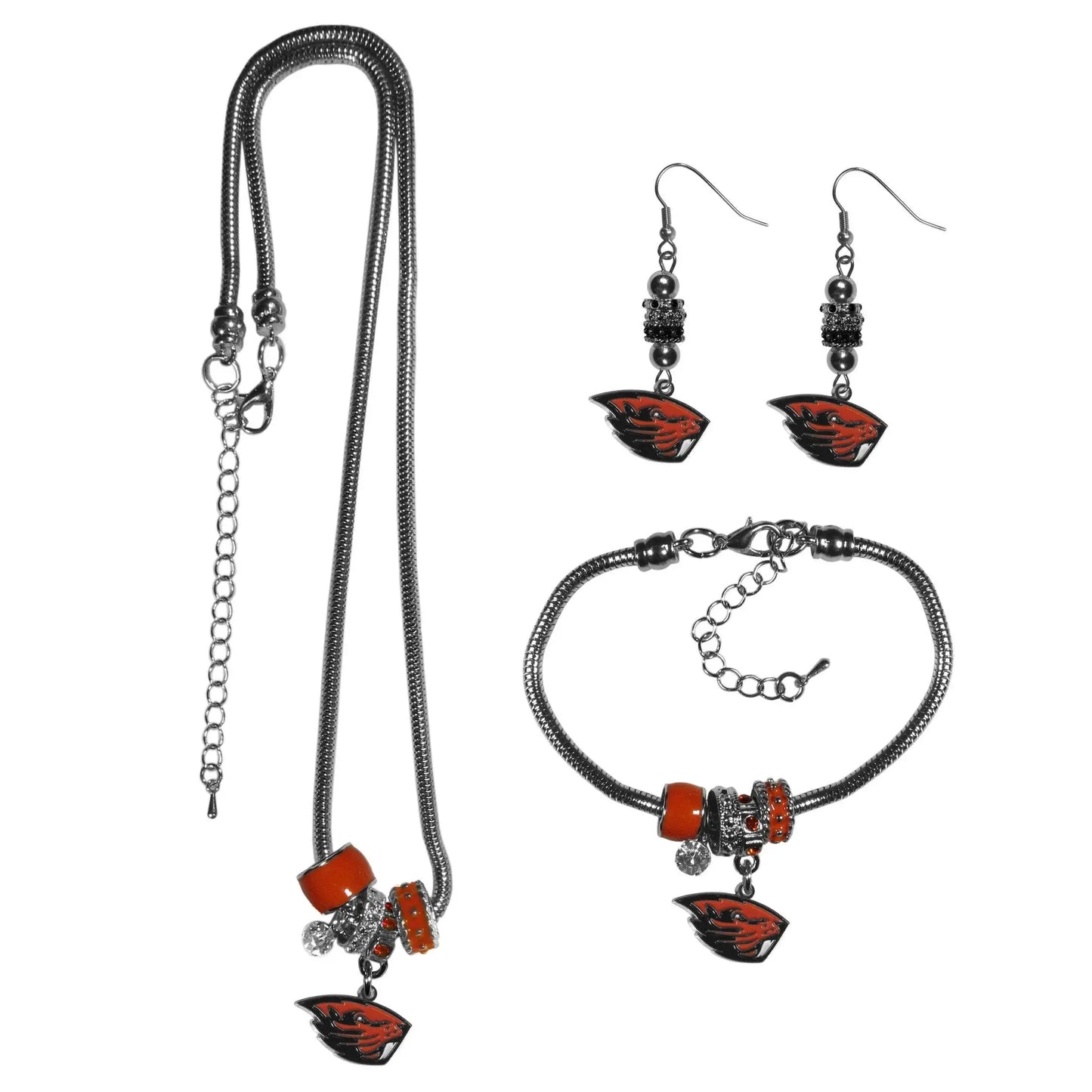 Oregon St. Beavers Euro Bead Jewelry 3 piece Set - Siskiyou Buckle - Flyclothing LLC