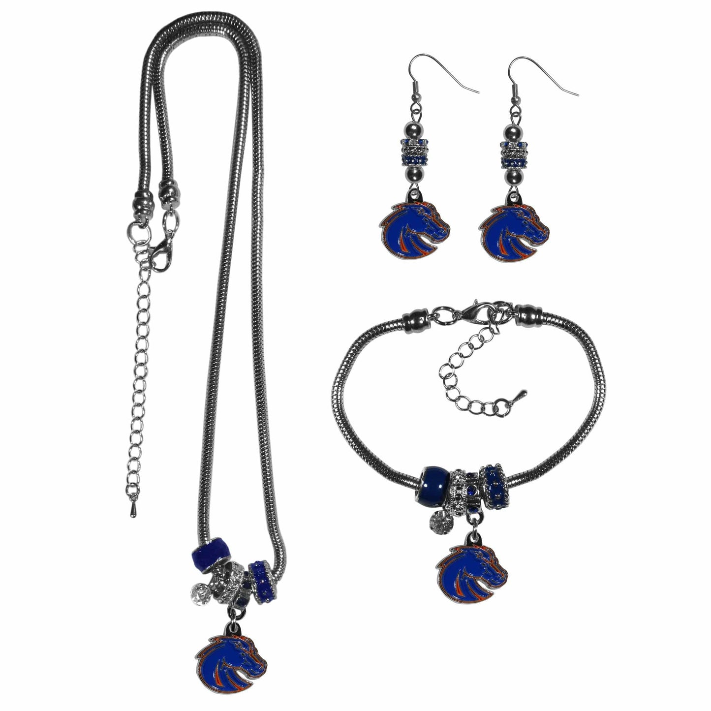Boise St. Broncos Euro Bead Jewelry 3 piece Set - Siskiyou Buckle - Flyclothing LLC