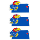 Kansas Jayhawks Home State Decal, 3pk - Siskiyou Buckle