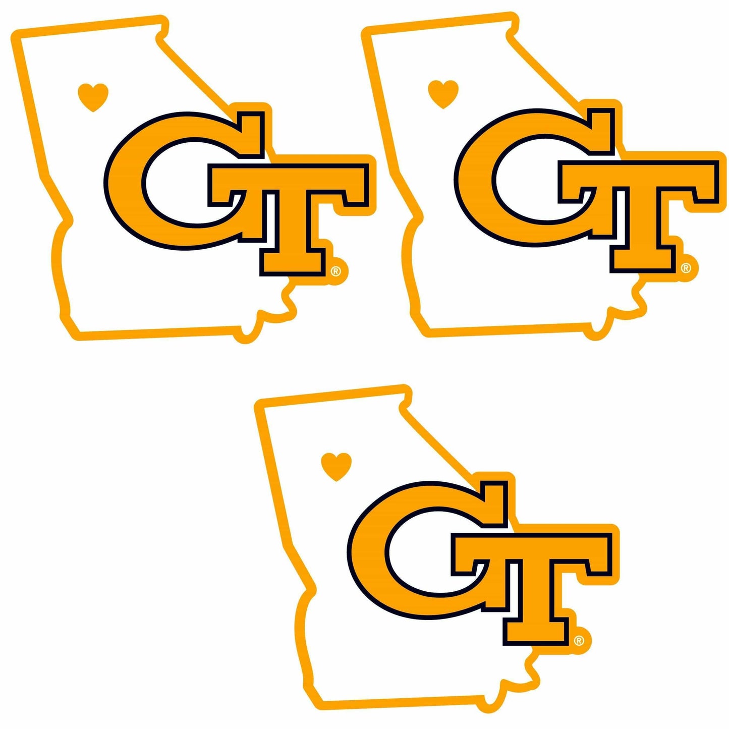 Georgia Tech Yellow Jackets Home State Decal, 3pk - Siskiyou Buckle - Flyclothing LLC