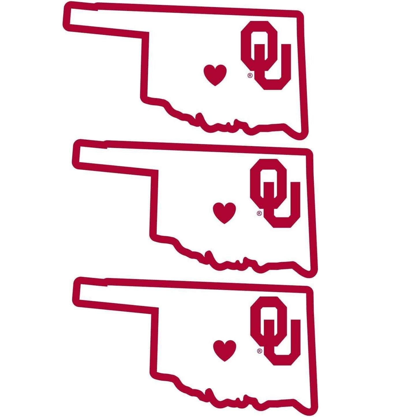 Oklahoma Sooners Home State Decal, 3pk - Siskiyou Buckle - Flyclothing LLC