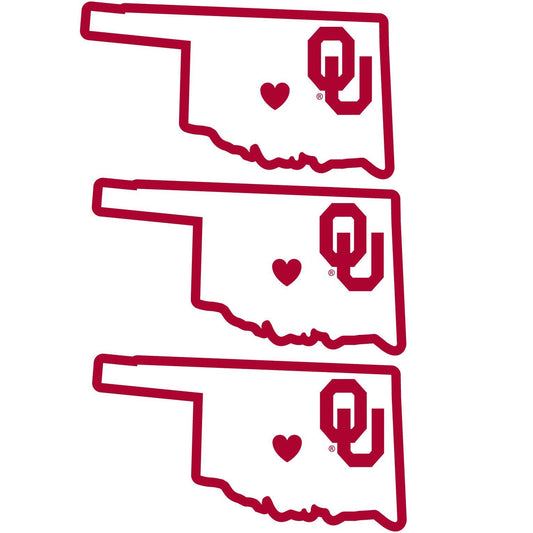 Oklahoma Sooners Home State Decal, 3pk - Flyclothing LLC
