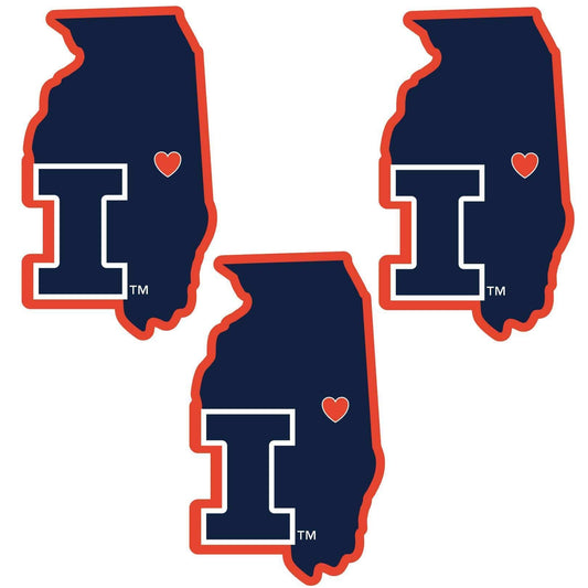 Illinois Fighting Illini Home State Decal, 3pk - Siskiyou Buckle