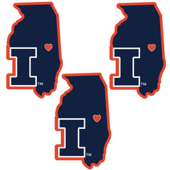 Illinois Fighting Illini Home State Decal, 3pk - Flyclothing LLC