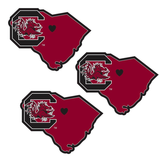 S. Carolina Gamecocks Home State Decal, 3pk - Siskiyou Buckle