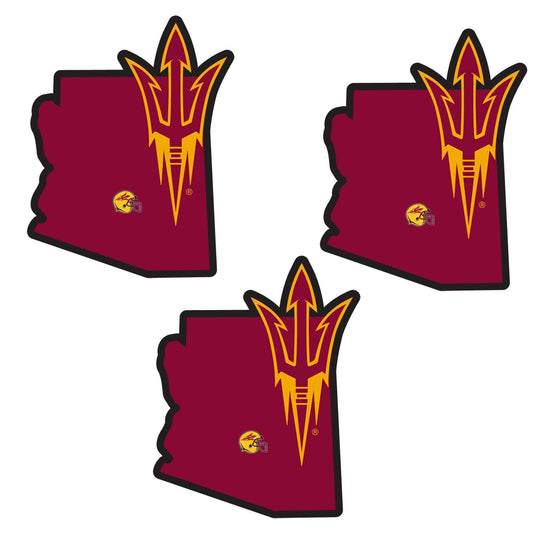 Arizona St. Sun Devils Home State Decal, 3pk - Siskiyou Buckle