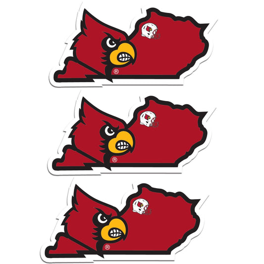 Louisville Cardinals Home State Decal, 3pk - Flyclothing LLC