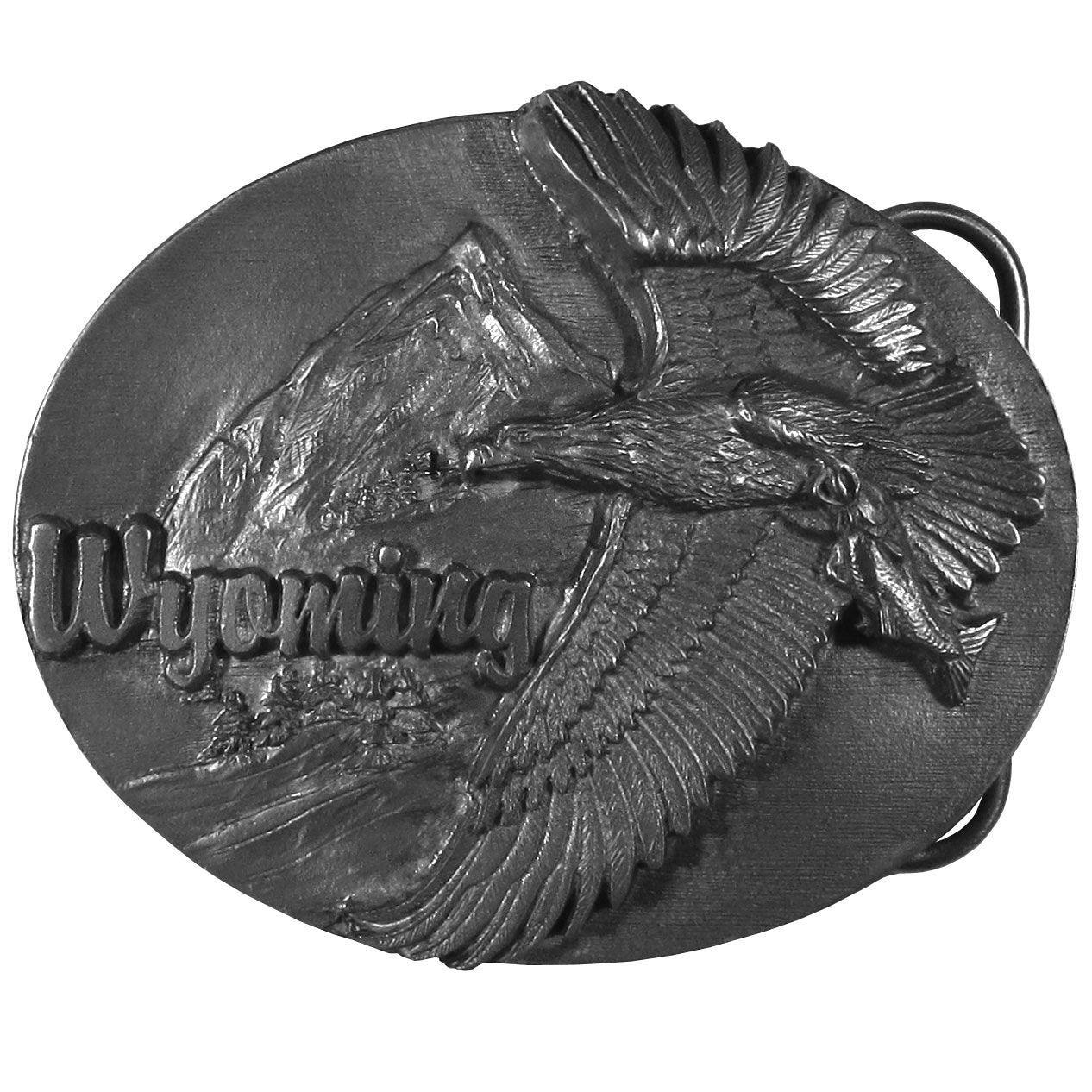 Wyoming Eagle  Antiqued Belt Buckle - Flyclothing LLC
