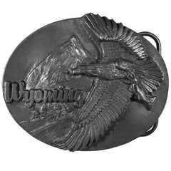 Wyoming Eagle  Antiqued Belt Buckle - Flyclothing LLC