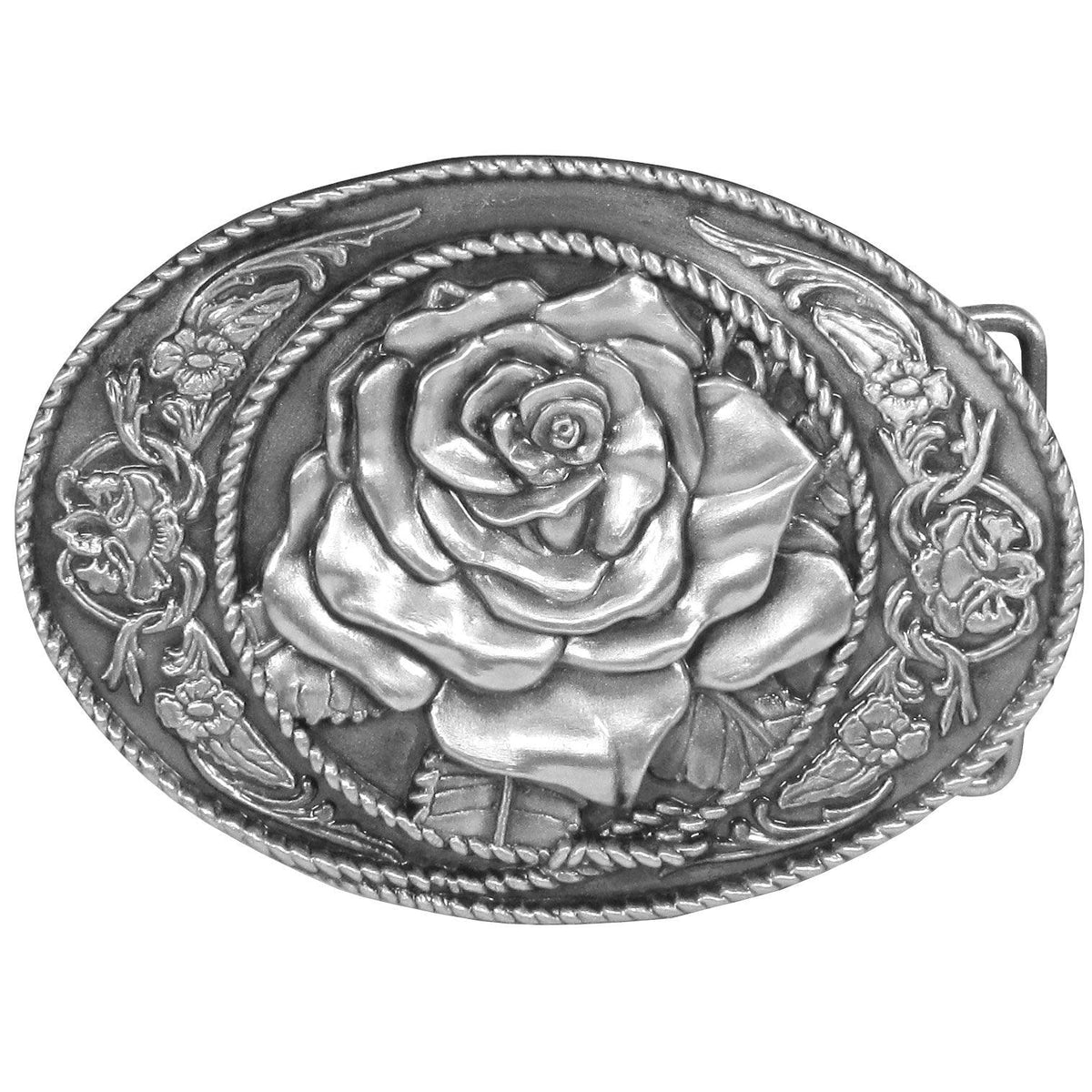Western Rose Antiqued Belt Buckle - Flyclothing LLC