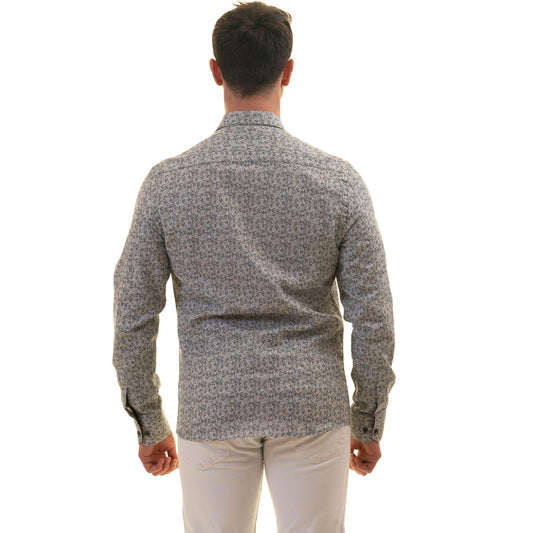 Gravity Homme Men's Long Sleeve Button Down / Picasso Gray C5 - Gravity Homme