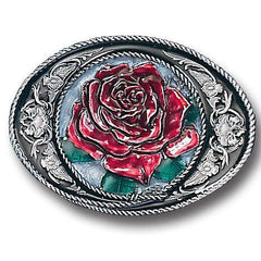 Western Rose Enameled Belt Buckle - Flyclothing LLC