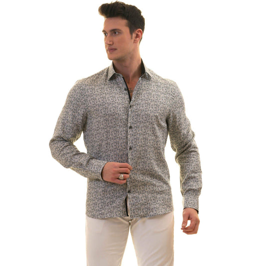 Gravity Homme Men's Long Sleeve Button Down / Picasso Gray C5 - Gravity Homme