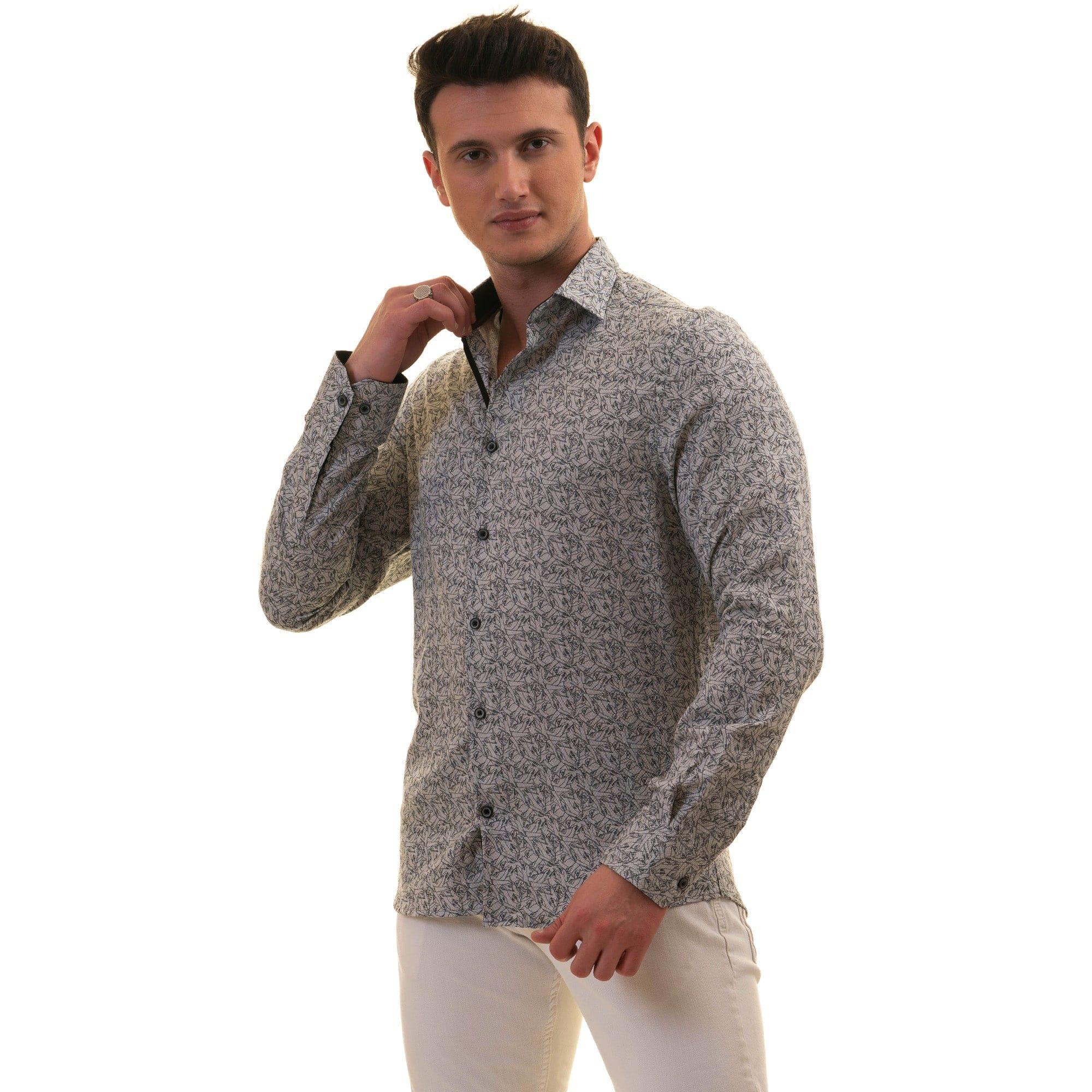 Gravity Homme Men's Long Sleeve Button Down / Picasso Gray C5 - Gravity Homme