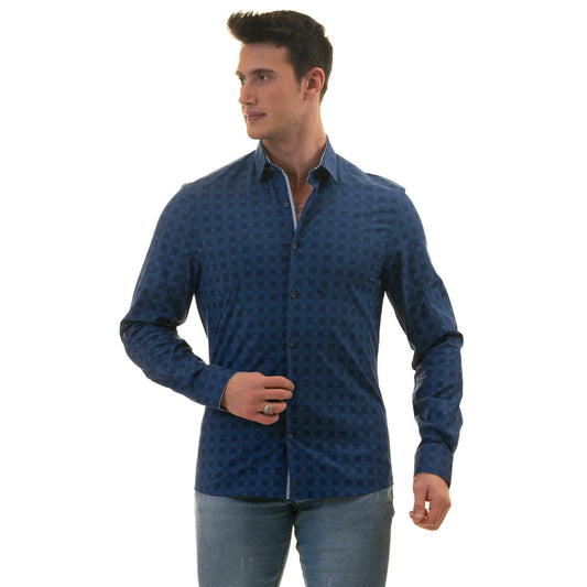 Gravity Homme Men's Long Sleeve Button Down / Incognito Blue C6 - Gravity Homme
