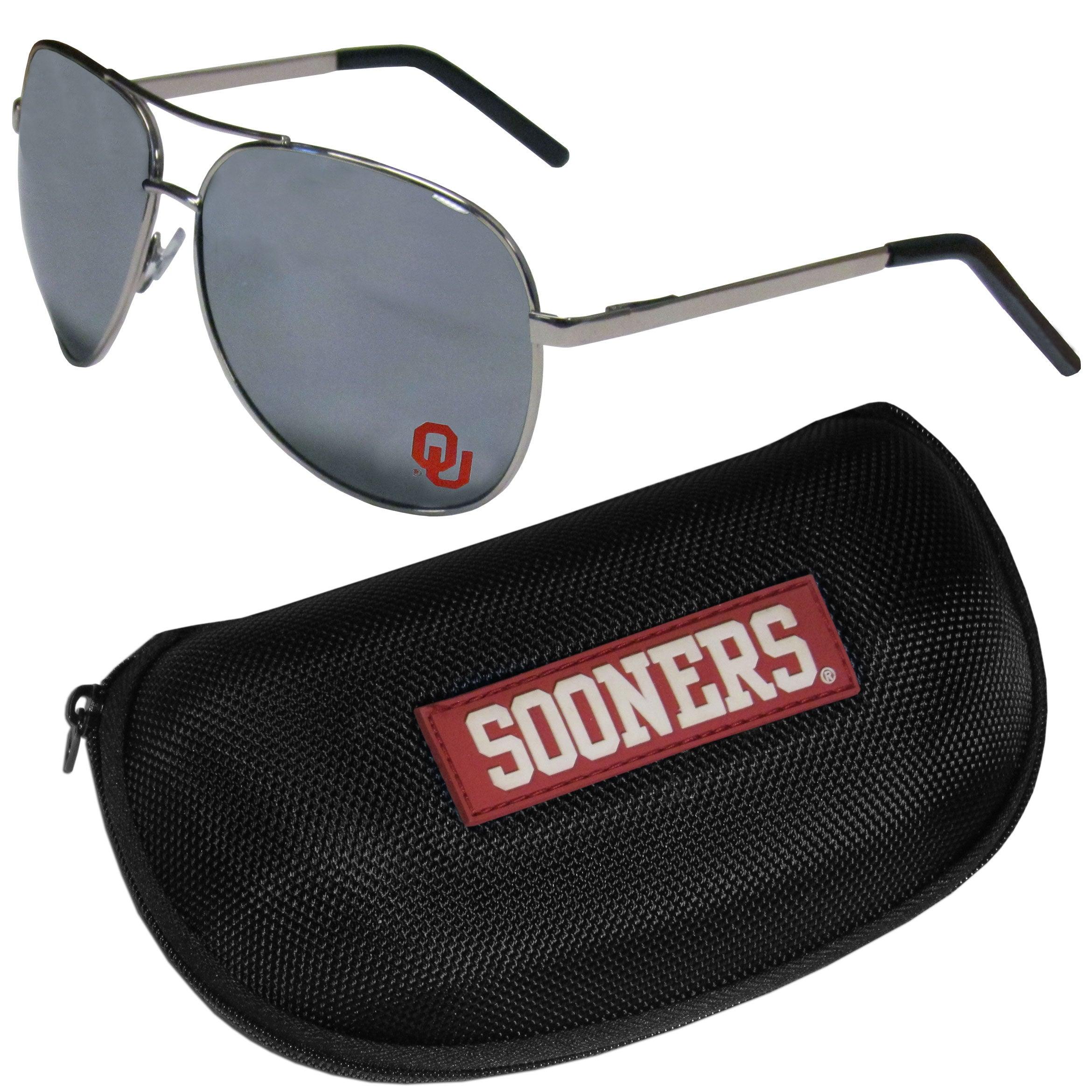 Oklahoma Sooners Aviator Sunglasses and Zippered Carrying Case - Flyclothing LLC