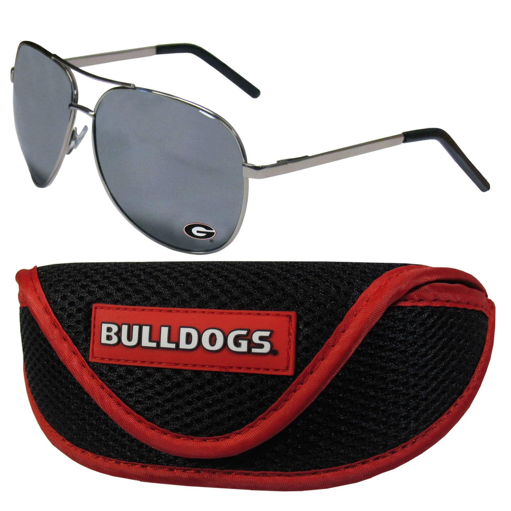 Georgia Bulldogs Aviator Sunglasses and Sports Case - Siskiyou Buckle