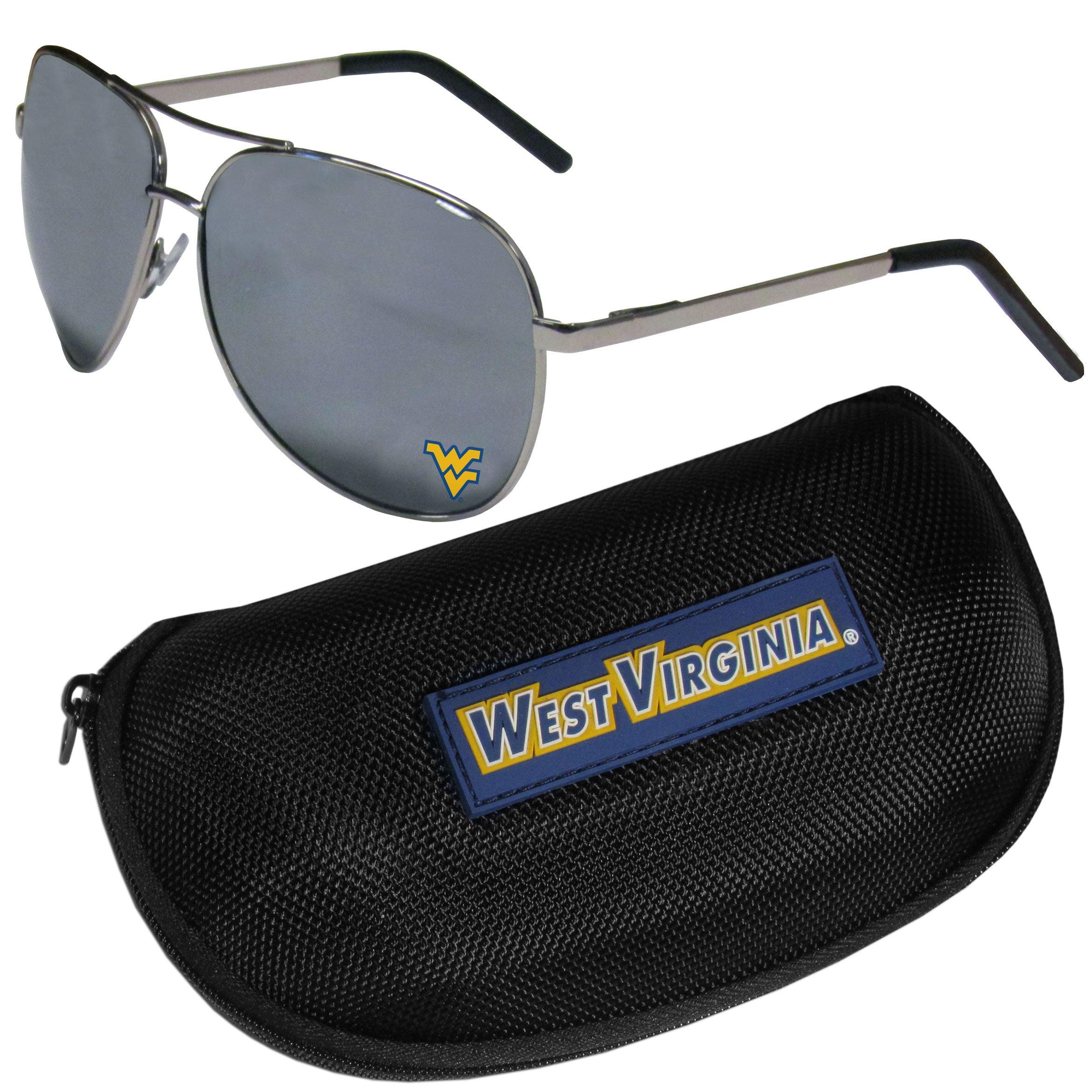 W. Virginia Mountaineers Aviator Sunglasses and Zippered Carrying Case - Flyclothing LLC