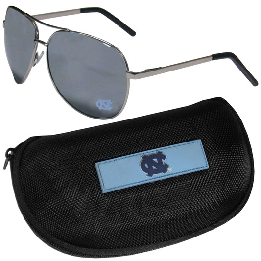N. Carolina Tar Heels Aviator Sunglasses and Zippered Carrying Case - Flyclothing LLC