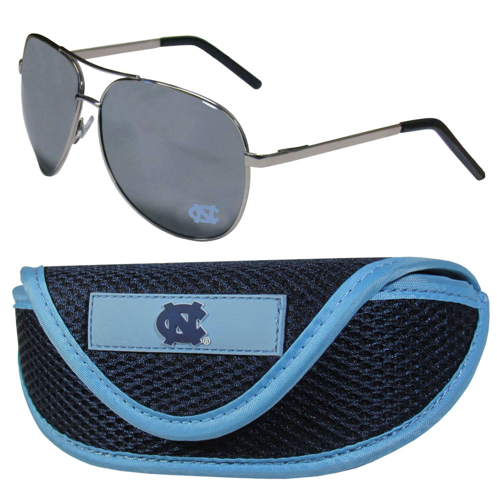 N. Carolina Tar Heels Aviator Sunglasses and Sports Case - Siskiyou Buckle