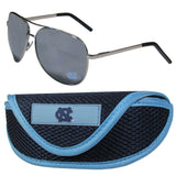 N. Carolina Tar Heels Aviator Sunglasses and Sports Case - Siskiyou Buckle