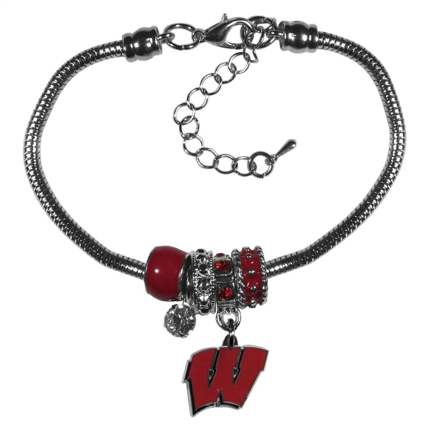 Wisconsin Badgers Euro Bead Bracelet - Siskiyou Buckle - Flyclothing LLC