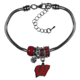 Wisconsin Badgers Euro Bead Bracelet - Siskiyou Buckle