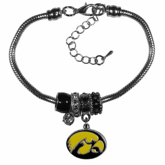 Iowa Hawkeyes Euro Bead Bracelet - Siskiyou Buckle