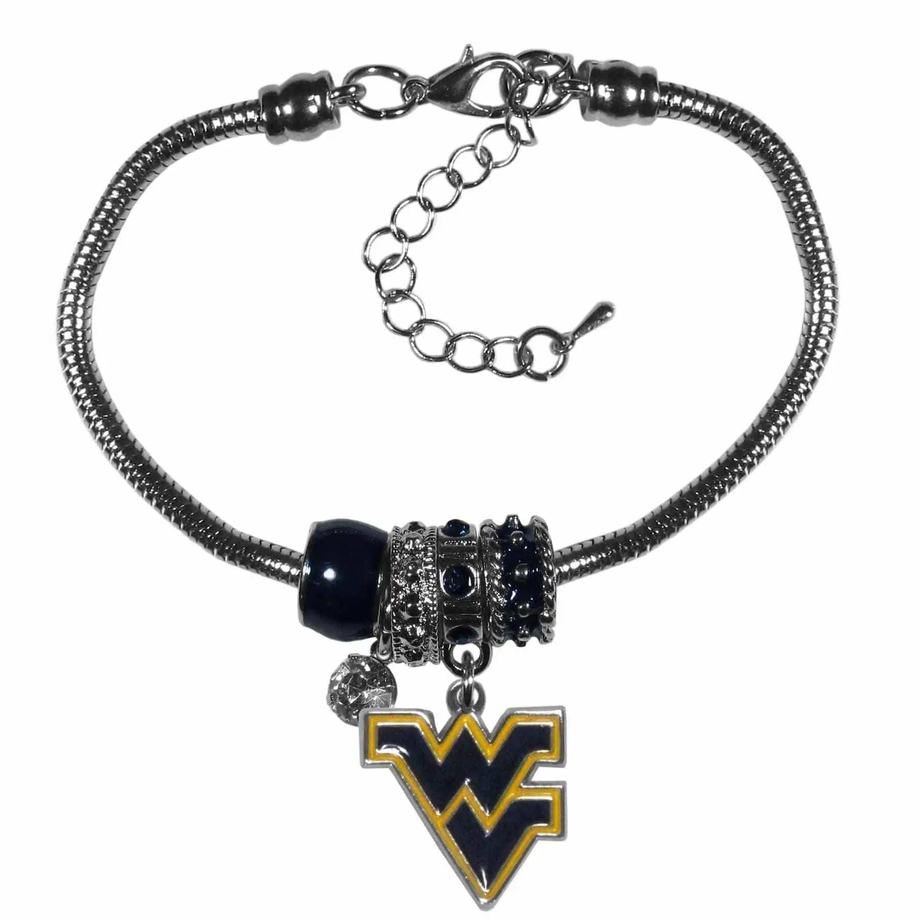 W. Virginia Mountaineers Euro Bead Bracelet - Siskiyou Buckle - Flyclothing LLC