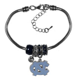 N. Carolina Tar Heels Euro Bead Bracelet - Siskiyou Buckle