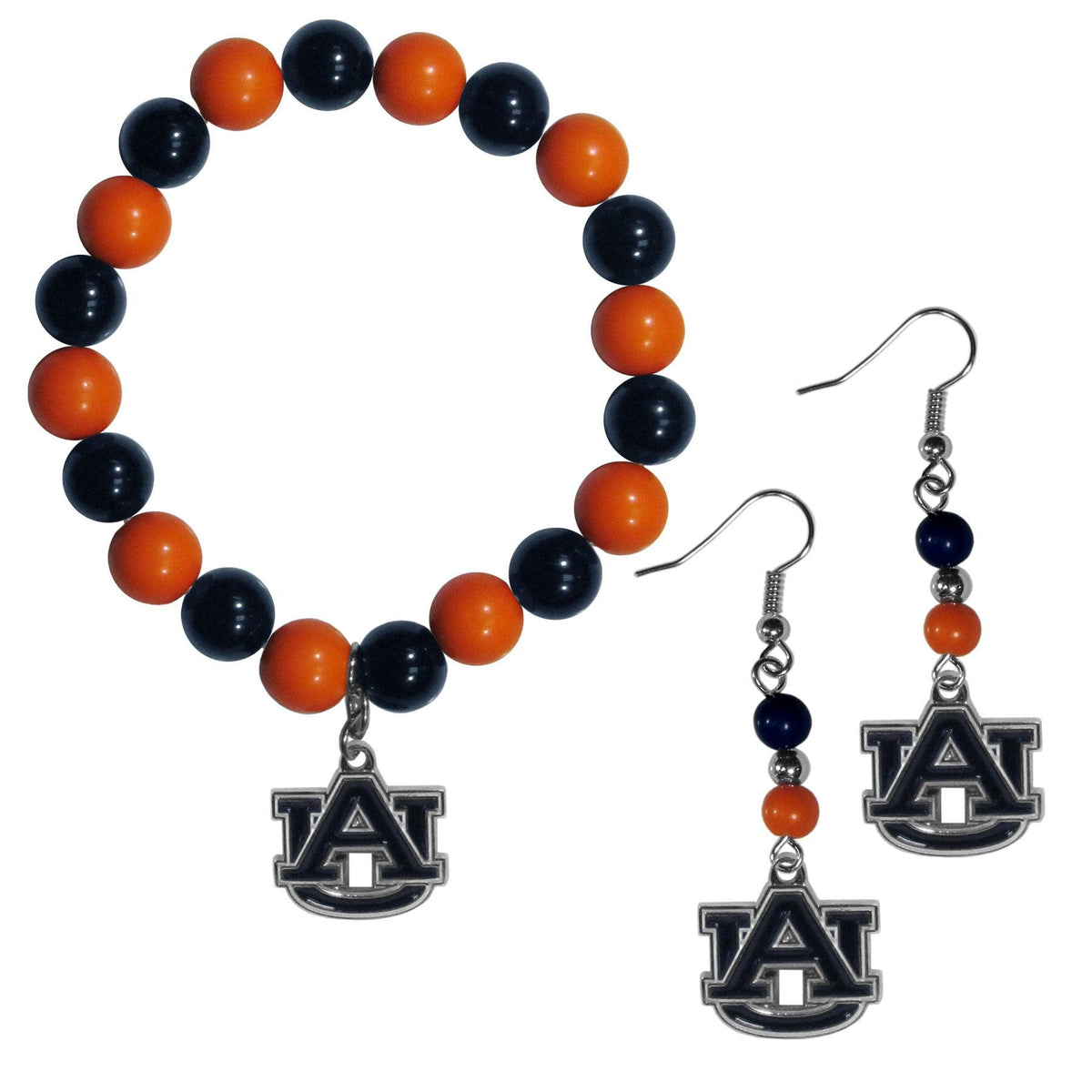 Auburn Tigers Fan Bead Earrings and Bracelet Set - Flyclothing LLC