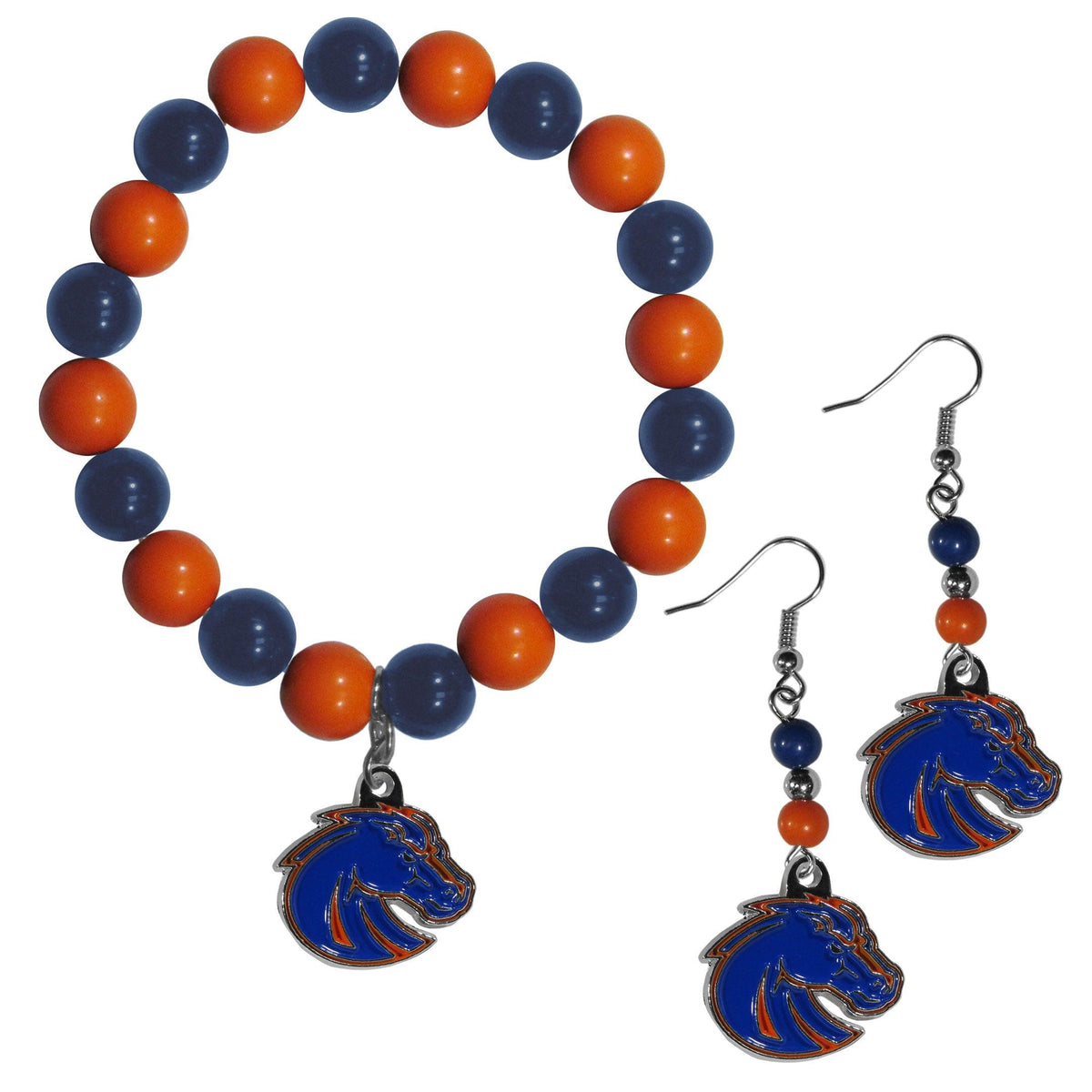 Boise St. Broncos Fan Bead Earrings and Bracelet Set - Flyclothing LLC