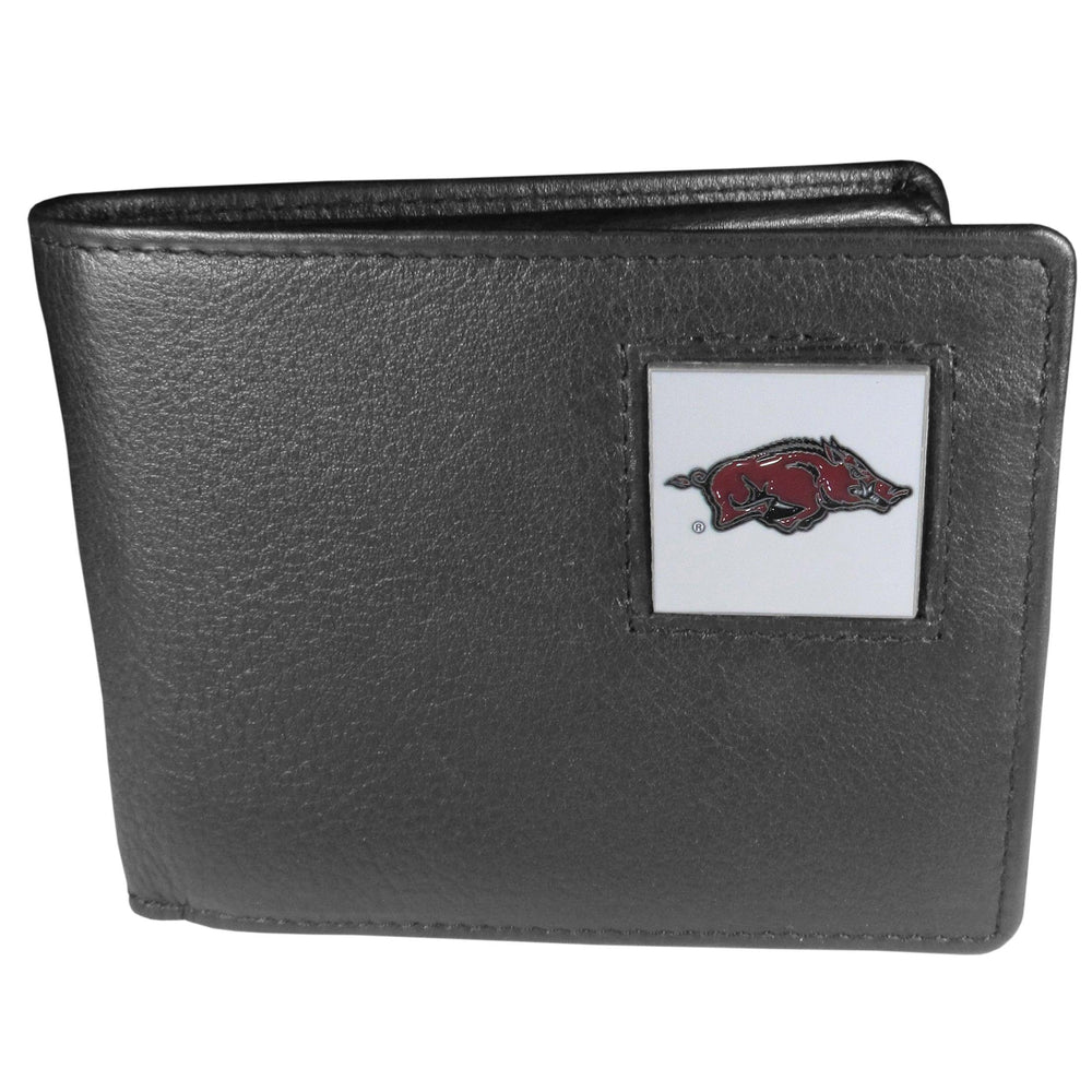 Arkansas Razorbacks Leather Bi-fold Wallet Packaged in Gift Box - Siskiyou Buckle