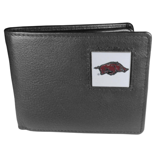 Arkansas Razorbacks Leather Bi-fold Wallet Packaged in Gift Box - Siskiyou Buckle