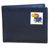 Kansas Jayhawks Leather Bi-fold Wallet Packaged in Gift Box - Siskiyou Buckle